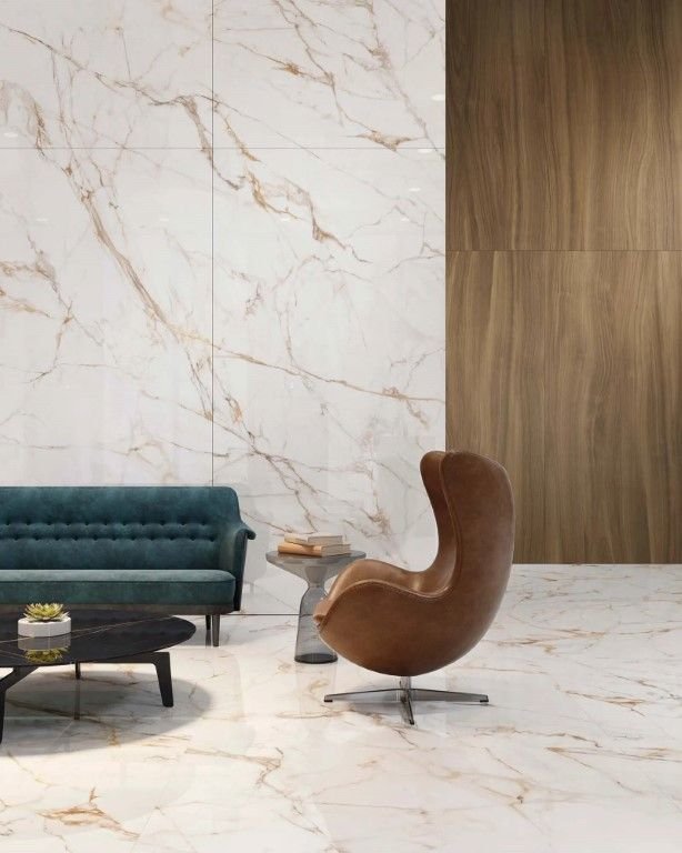 Lâmina Sinterizada XTONE Calacatta Gold placa 3,20 x 1,60 - Imagem 2